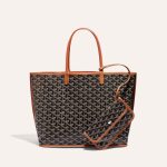 Goyard Goyardine Black and Brown Anjou PM Reversible Tote Palladium Hardware - Image 2